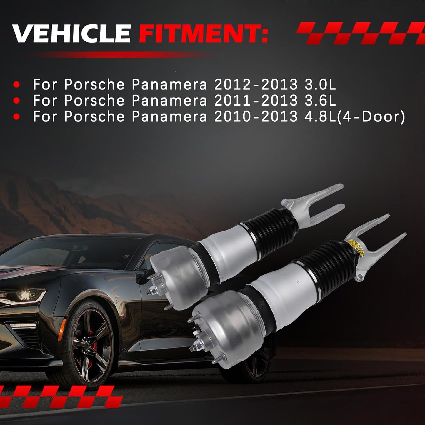 2pcs Front Air Suspension Shock Struts Compatible with Porsche Panamera 2010-2013 3.0L 3.6L 4.8L Replaces 97034305207