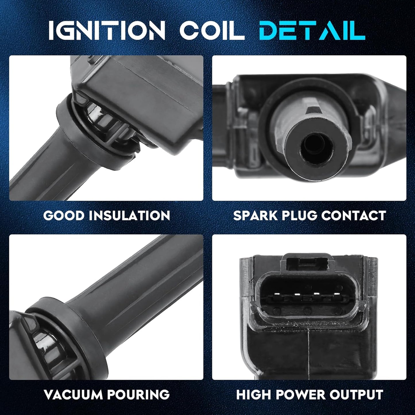 Set of 4 Ignition Coil Pack 2.2L 2.5L Compatible with 2012-2020 Mazda 3, 2016-2019 CX-5, 2014 Mazda 6, 2019 CX-5, 2016-2018 MX-5 Miata Replace UF656 5C1894 C1837 GN10625