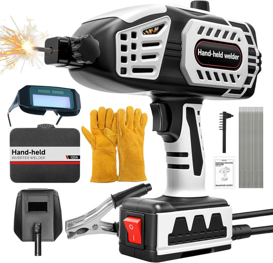 110V Portable Handheld Welding Machine, 20-120A Electric Welder Machine with IGBT Inverter 5 Variable Current Adjustment, Works with 3/32-1/8" Welding Rods (Upgraded)