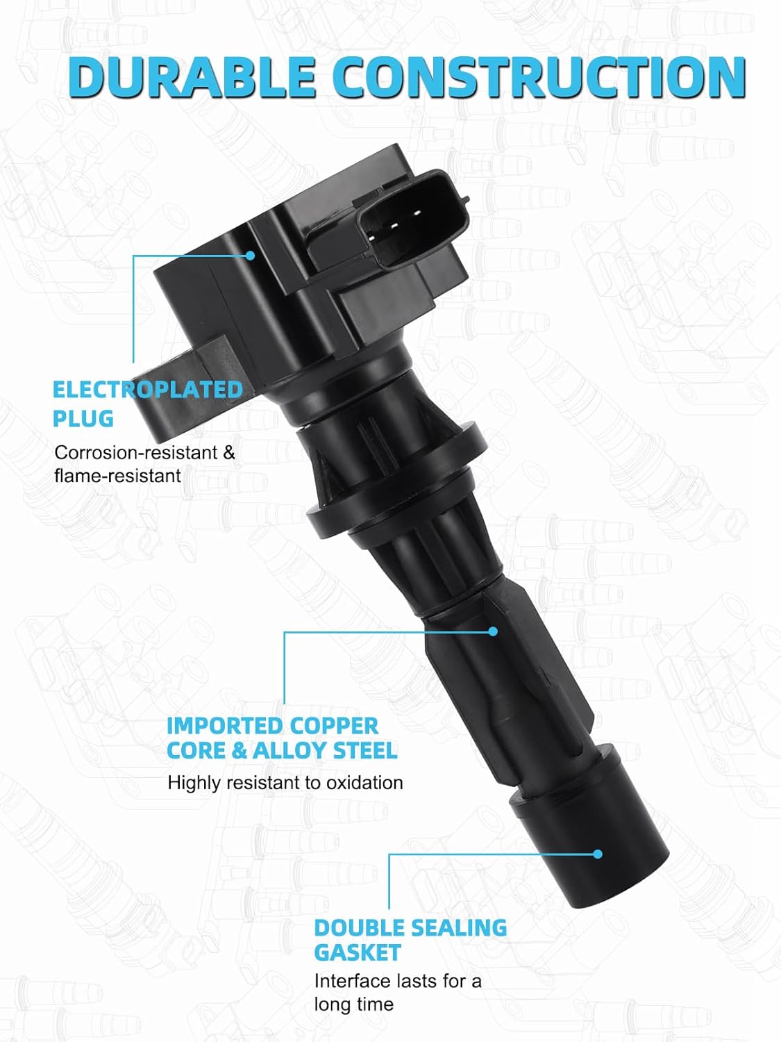 Set of 4 UF540 Ignition Coil Pack & Spark Plugs For Mazda CX-7 2.3L 2.5L 2007-2012,MX-5 Miata 2.0L 2006-2015,3 Sport 2.0L 2.3L 2.5L 2006-2013,6 2.3L 2.5L 2006-2013,5C1740 L3G218100 90083