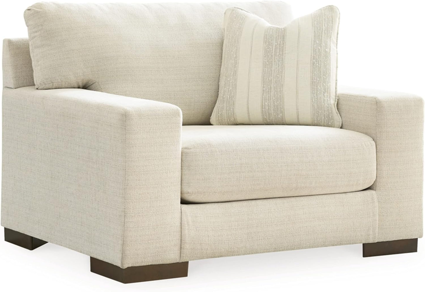 Signature Design by Ashley Maggie Contemporary Upholstered Oversized Chair with 1 Accent Pillow, Light Brown