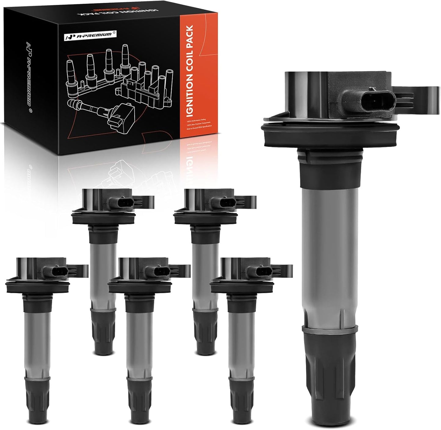 A-Premium 6PCS Ignition Coil Packs Compatible with Ford & Lincoln Vehicles - 3.5L 3.7L - F-150 Mustang 2016-2017, Explorer Transit-150 2017-2019, Edge Flex Police Interceptor Sedan Continental MKT MKX