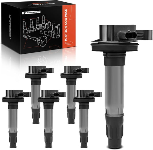 A-Premium 6PCS Ignition Coil Packs Compatible with Ford & Lincoln Vehicles - 3.5L 3.7L - F-150 Mustang 2016-2017, Explorer Transit-150 2017-2019, Edge Flex Police Interceptor Sedan Continental MKT MKX