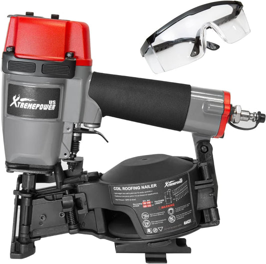 XtremepowerUS Coil Siding Roofing Nailer, Pneumatic Roofing Nails from 7/8" up to 1-3/4", 16 Degree Magazine Patio Roofing Nail Gun
