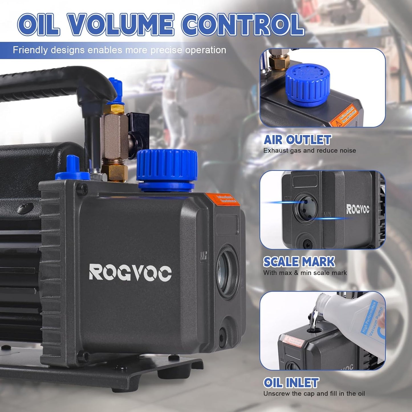 3.5 CFM Vacuum Pump, 110V 1/4 HP Single Stage Rotary Vane Air Vacuum Pump for HVAC/AUTO, AC Refrigerant Recharging, Applicable to R12 R22 R134a R410a