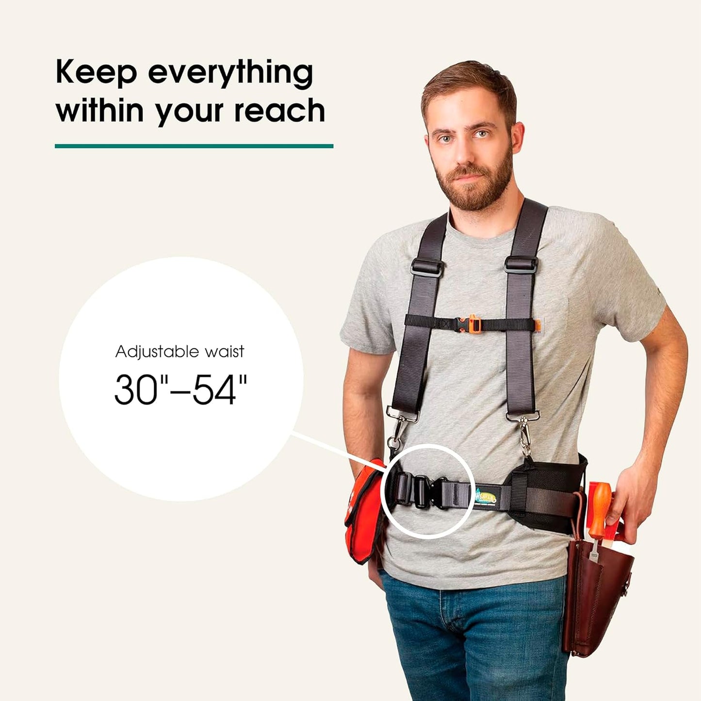 Weaver Arborist Leather Logging Belt Kit, Latigo Leather Tool Belt with Suspenders, Arborist Accessory, Women and Men’s Tool Belt for Waist sizes 30”-52"