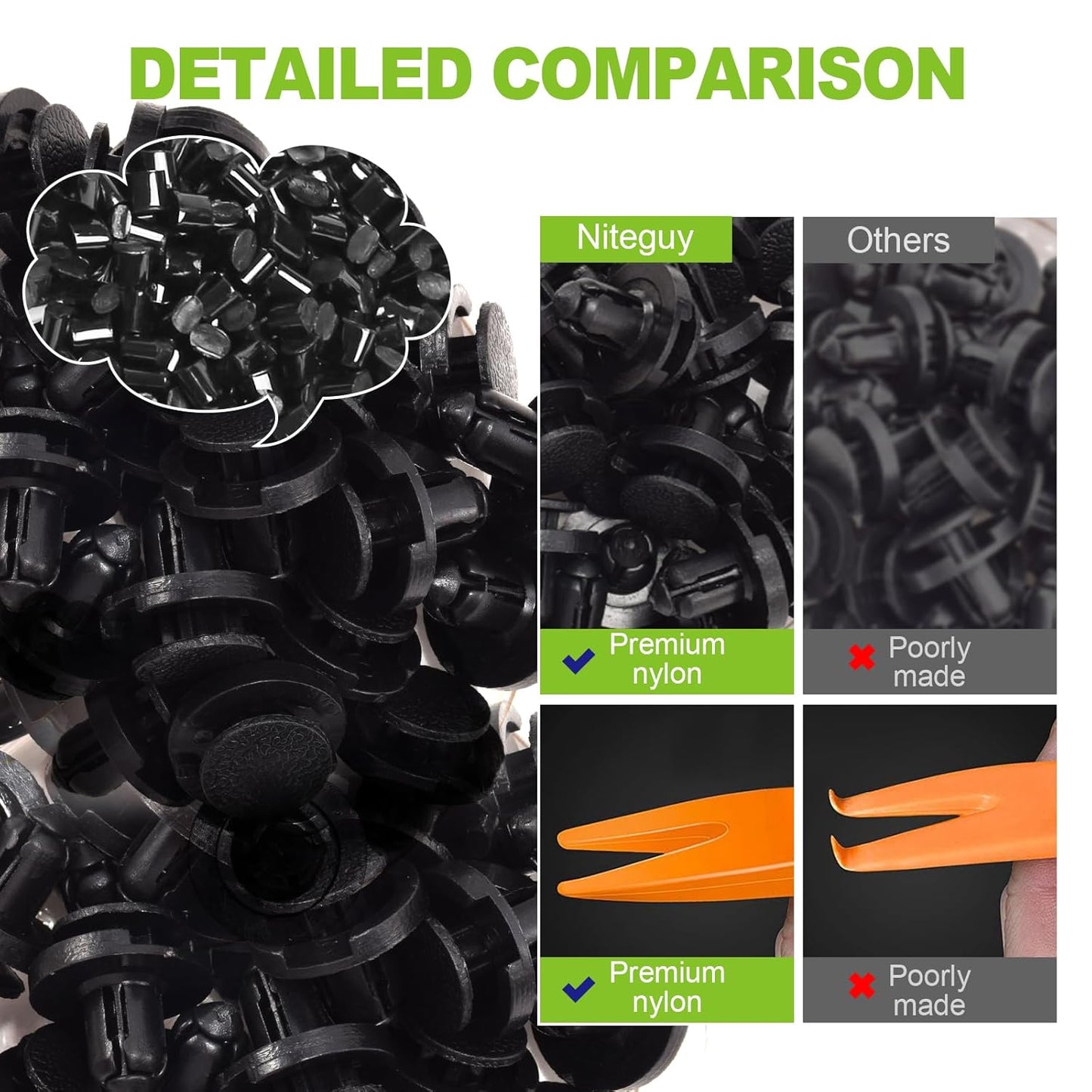 1970Pcs Automotive Push Retainer Clips Body Fasteners Clips 52 Most Popular Sizes Plastic Fasteners Kit Fender Rivet Clips Nylon Auto Push Pin Rivets for Toyota Ford Honda Fits Most Vehicle Brands