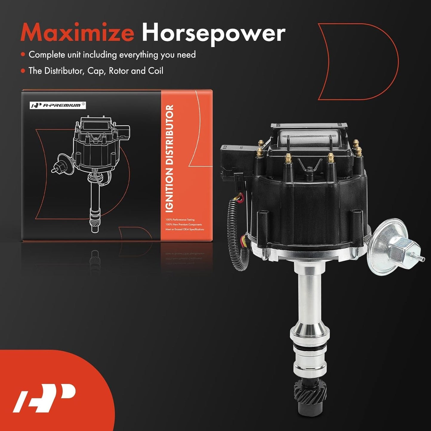 A-Premium Ignition Distributor with Cap and Rotor Compatible with Buick Regal, Apollo, Century, Electra, Estate Wagon, LeSabre, Riviera, Skylark & Chevy Caprice & Oldsmobile 98 & Pontiac Bonneville