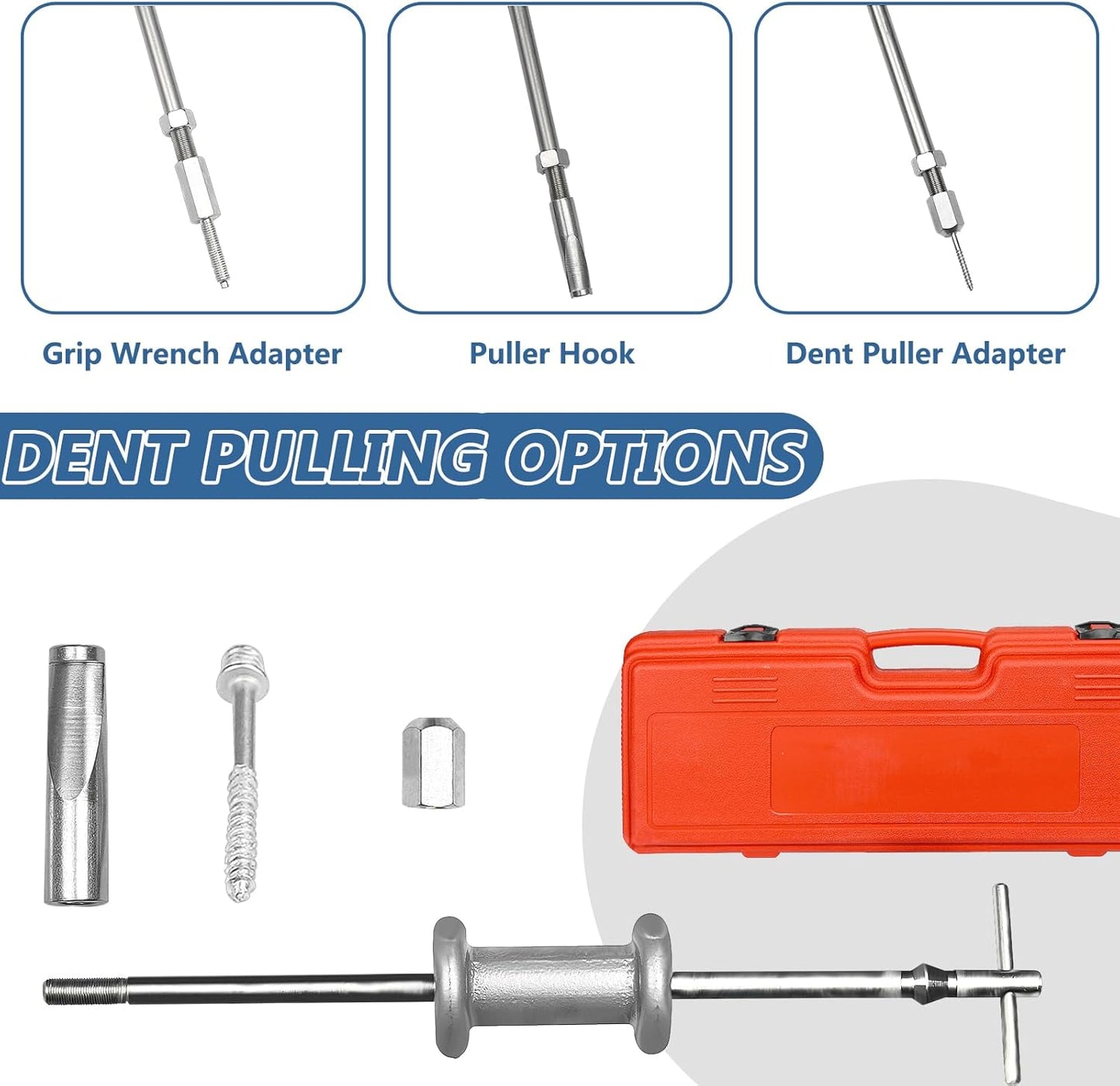 9-Way Slide Hammer Puller Set, Front Wheel Hub Bearing Remover & Rear Wheel Axle Hub Dent Shaft Puller Tool Kit Wheel Bearing Removal Tool