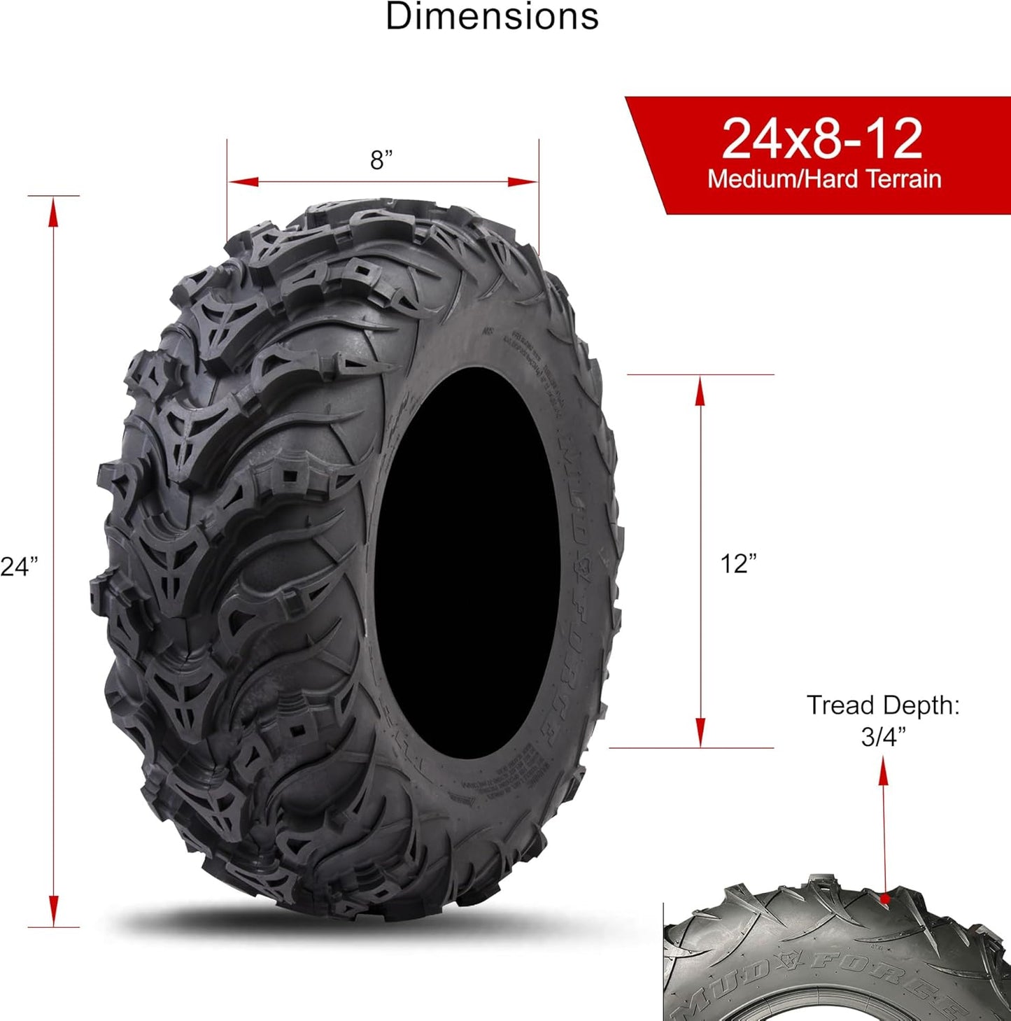 Tusk Mud Force® ATV/UTV Tire 24x8-12 x Set of 2