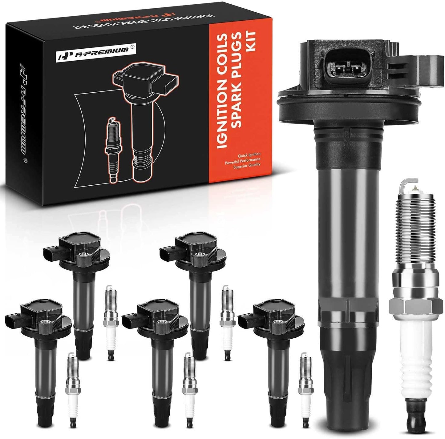 A-Premium (Blue) Set of 12 Ignition Coil Pack and Iridium Spark Plugs Compatible with Ford F-150 F150, Explorer, Edge, Transit-150, Transit-250, Transit-350, Transit-350 HD & Lincoln MKZ & Mazda CX-9
