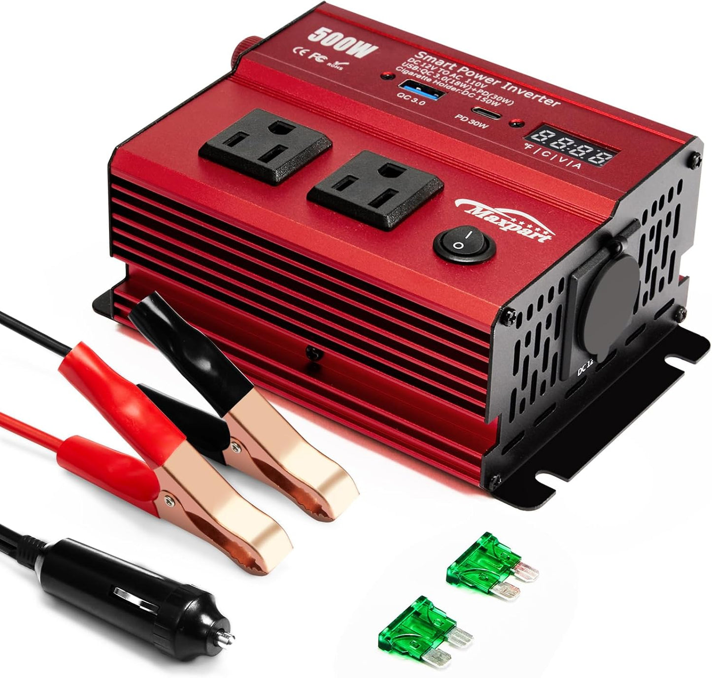 TWING Car 1000w Inverter,12v DC to 110v Power Inverters for Vehicles 1000 watt with Dual AC Outlets 3.0A USB and Type-C,12 Volt Inverter Car Cigarette Lighter Battery