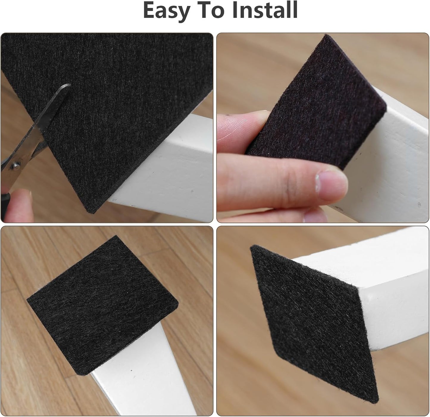Yelanon Felt Furniture Pads -182 Pcs Premium Felt Pads for Chair Legs Furniture, Floor Protectors for Hardwood Floors, Black