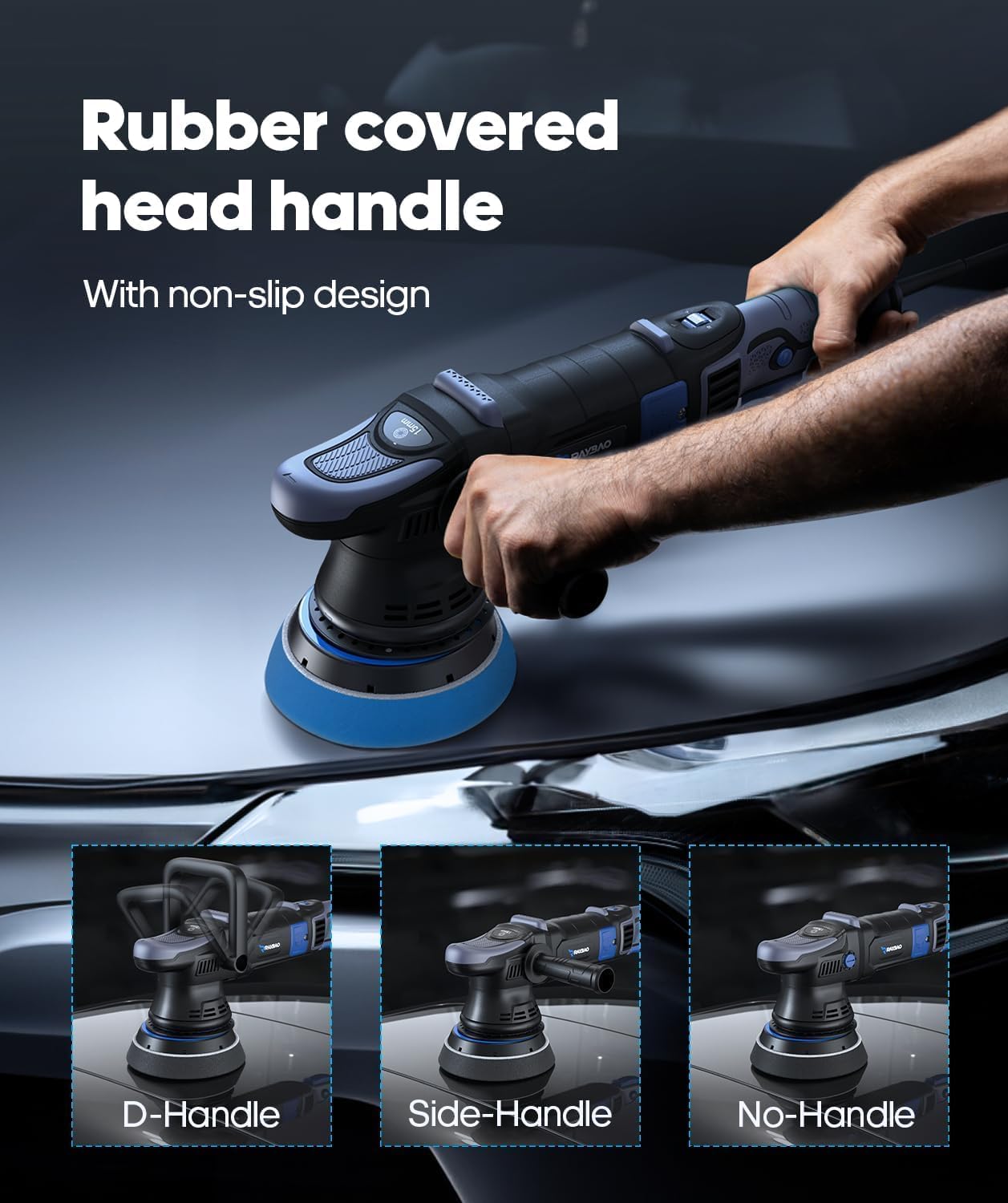 Car Polisher, 1000W Buffer Polisher with 11 Variable Speeds (3000-5200 RPM) with 4 T-Shaped Polishing Pads & 15MM Random Orbital, Polishing Efficiency by 67% Ideal for Car Polishing Care