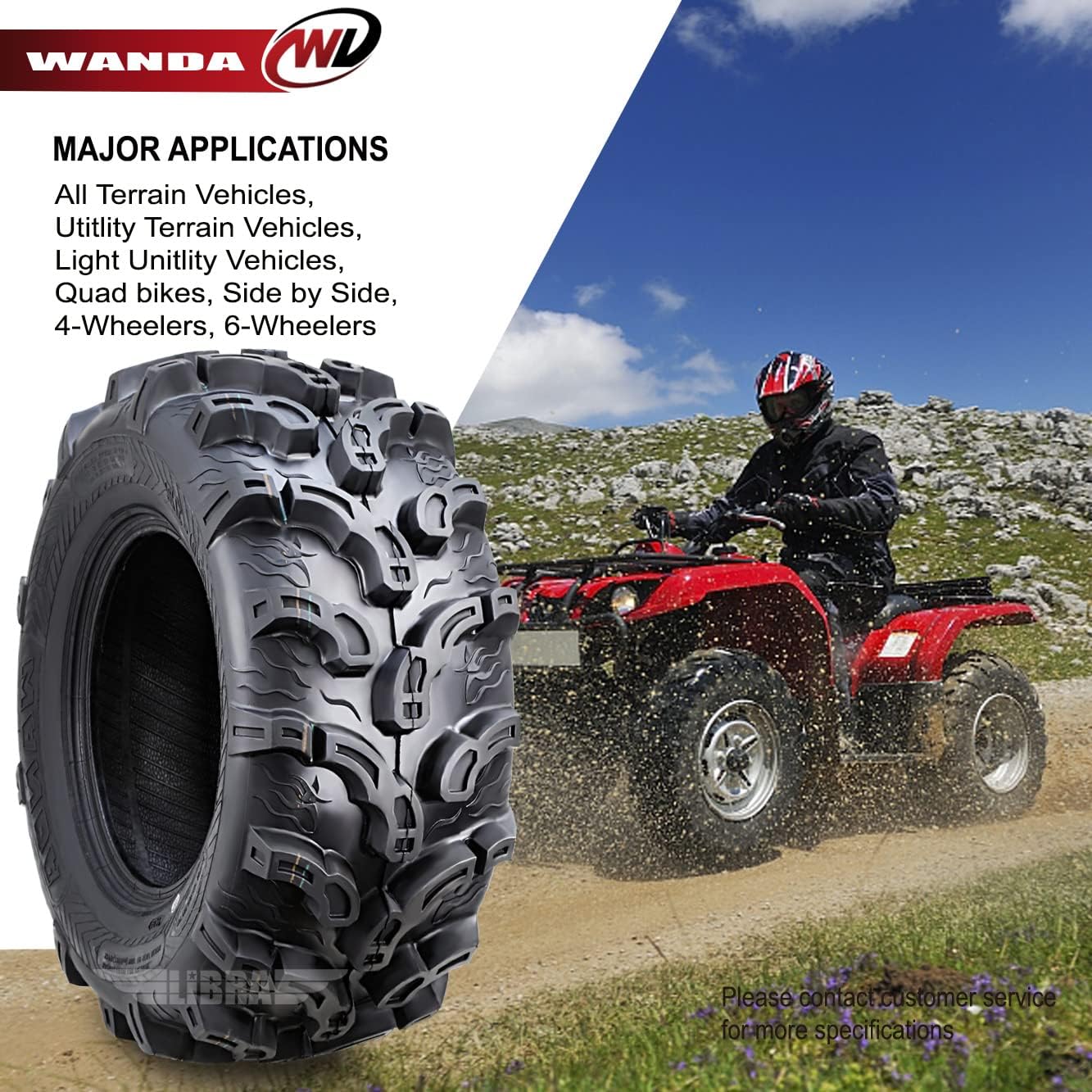 WANDA 25X8X12 25X10X12 fit 04-07 Suzuki EIGER 400 VINSON 500 TWIN PEAKS 700 ATV Tire Set Super Mud, Set of 4