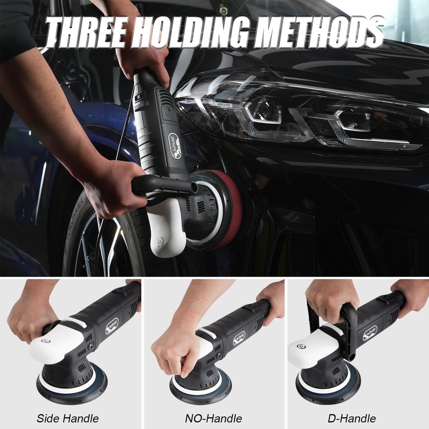 Car Buffer Polisher, 6-Inch Dual Action Polisher for Car Detailing, 15mm Random Orbital Car Polisher with 6 Variable Speeds1800-4800RPM, DA Polishers Kit for Car Detailing/Polishing/Waxing