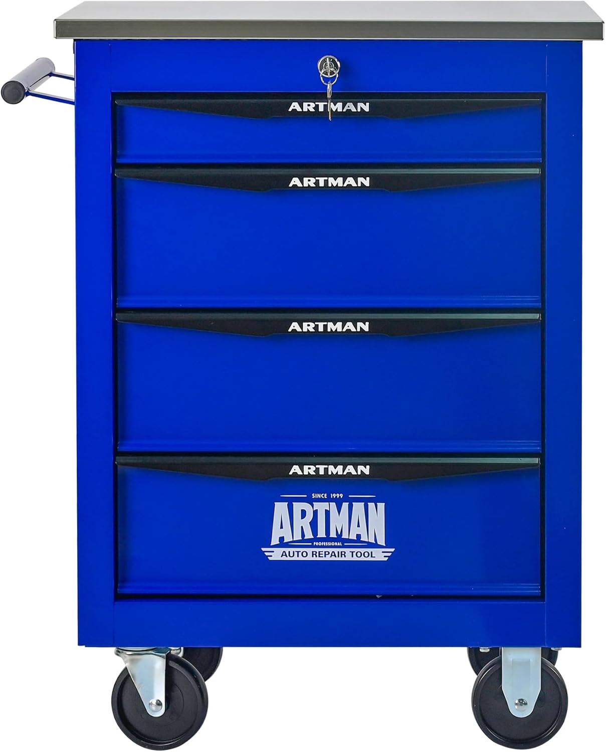7-Drawer Heavy-Duty Rolling Steel Tool Cart with Handle&Wheels, Metal Storage Organizer Cabinet, Tool Chest for Efficient Tool Storage in Garage, Warehouse, Workshop, Repair Shop, Blue
