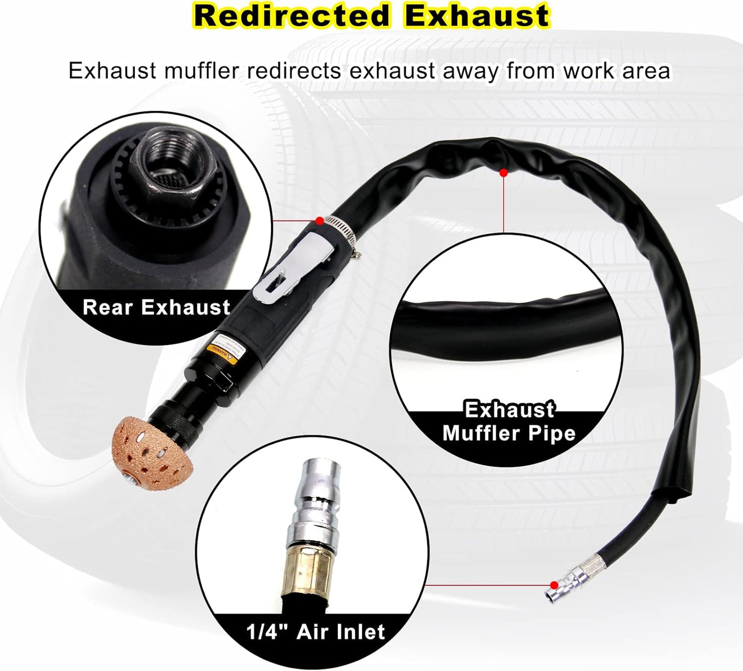 RYANSTAR RACING Tire Repair Set Includes 2500rpm Low Speed Air Tire Buffer Tire Patch Roller Tire Inner Liner Scrapper 3Pcs Tungsten Steel Buffing Wheel 42mm 55mm