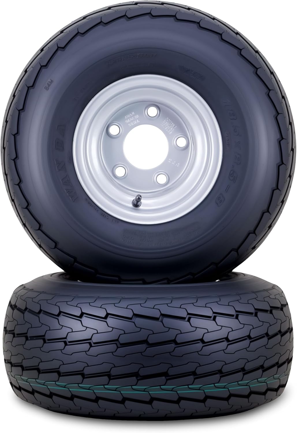 WANDA Trailer Tire Wheel Assembly 18.5x8.5-8 8-Ply D 83L with 5 Lugs on 4.5" PCD Silver Rim,SET 2