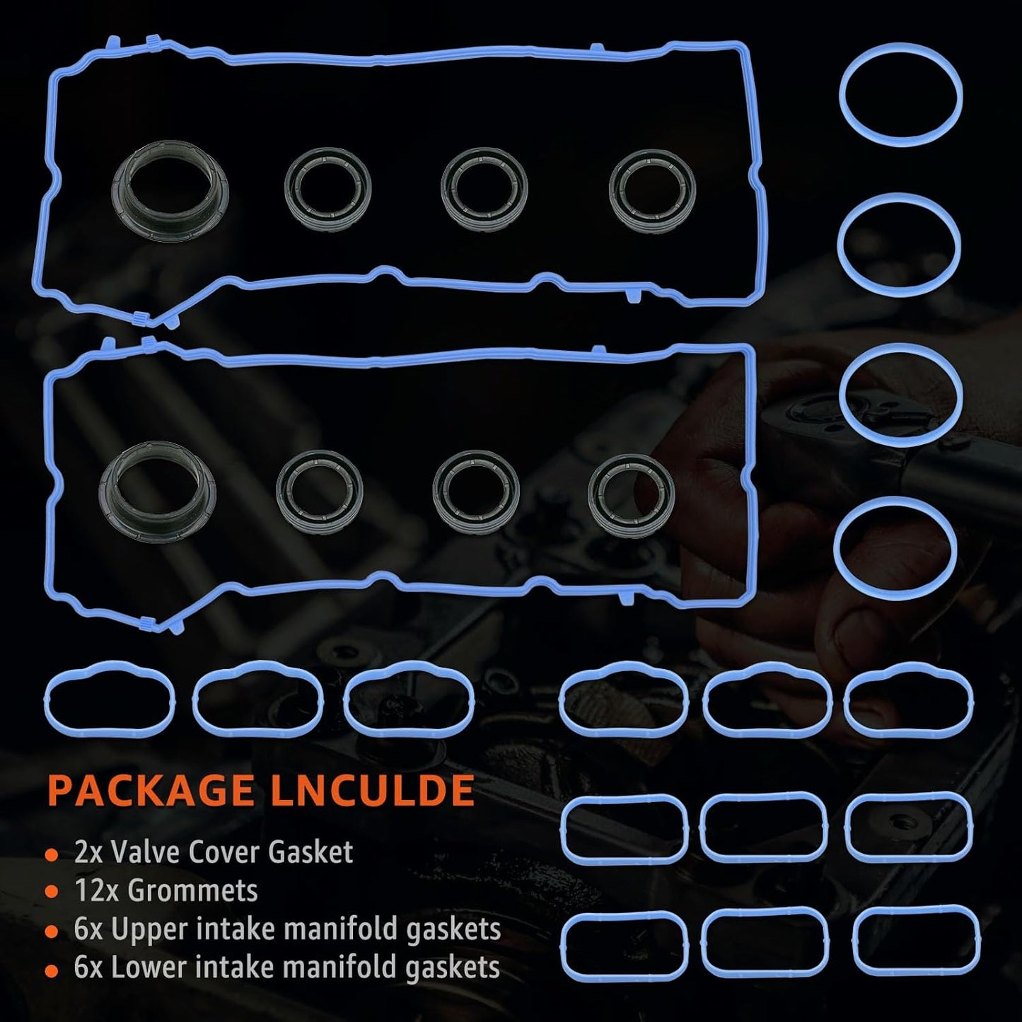 3.6L Valve Cover Intake Manifold Gasket Set Replacement for Jeep Dodge Chrysler 200 300 Wrangler Cherokee Challenger Charger Durango Journey Ram ProMaster 1500 2500 3.6 V6 2011-2022 5184596AE VS50805R
