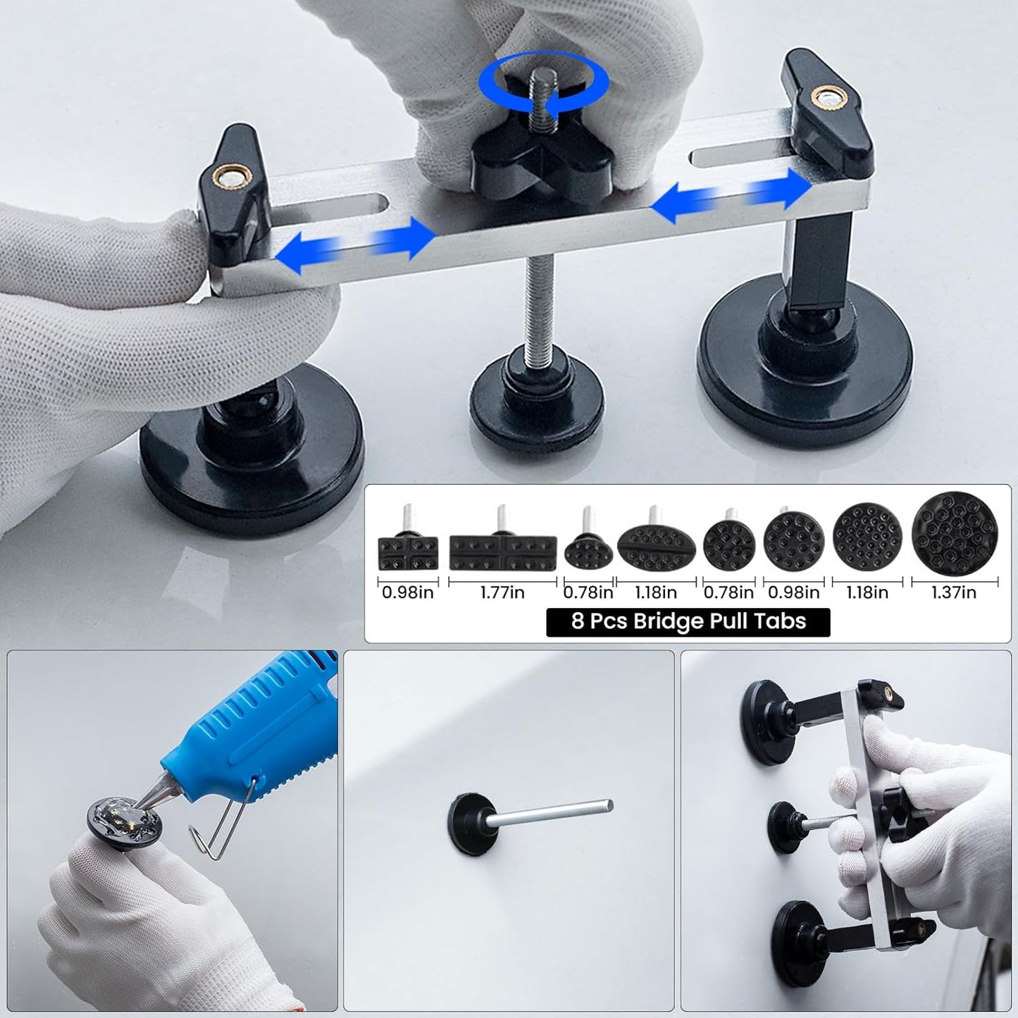 Car Dent Puller Kit, 56PCS Paintless Dent Removal Tools, Car Dent Repair Kit Adjustable Dent Lifter,Bridge Puller, Dent Remover Tool for Car Auto SUV Hail Damage DIY Repair