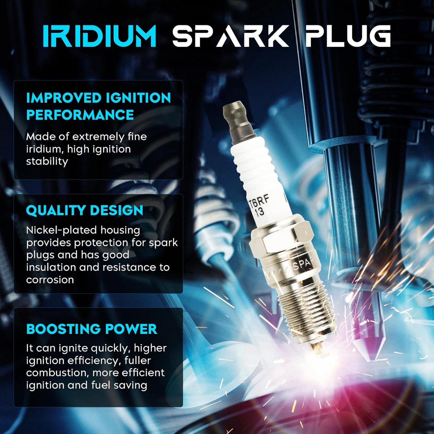 Set of 6 Ignition Coils Pack 6 Iridum Spark Plugs Compatible with 01-07 Ford Escape, 08 Mercury Mariner, 05-06 Montego, 00-04 Sable, 01-06 Mazda Tribute Replace FD502