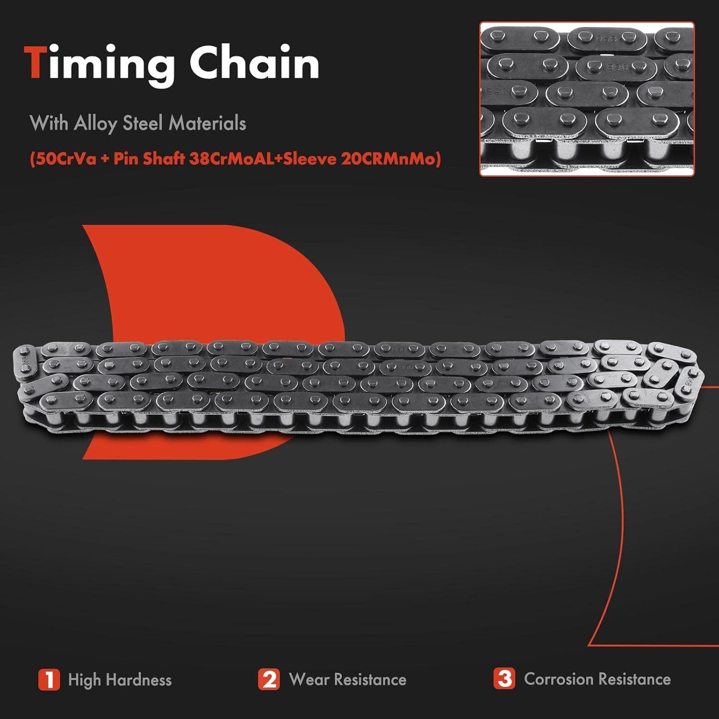 A-Premium Engine Timing Chain Kit W/Sprocket & Guide Rail [fits SOHC, 4Cyl 2.4L] Compatible with Toyota 4Runner 1985-1995, Pickup 1985-1995, Celica 1985, Replace# 1350635030, 1356238010, 1356138010