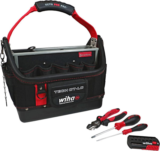 Wiha 91239 11 Piece Veto RedStripe TECH OT-LC Open Tote Tool Kit