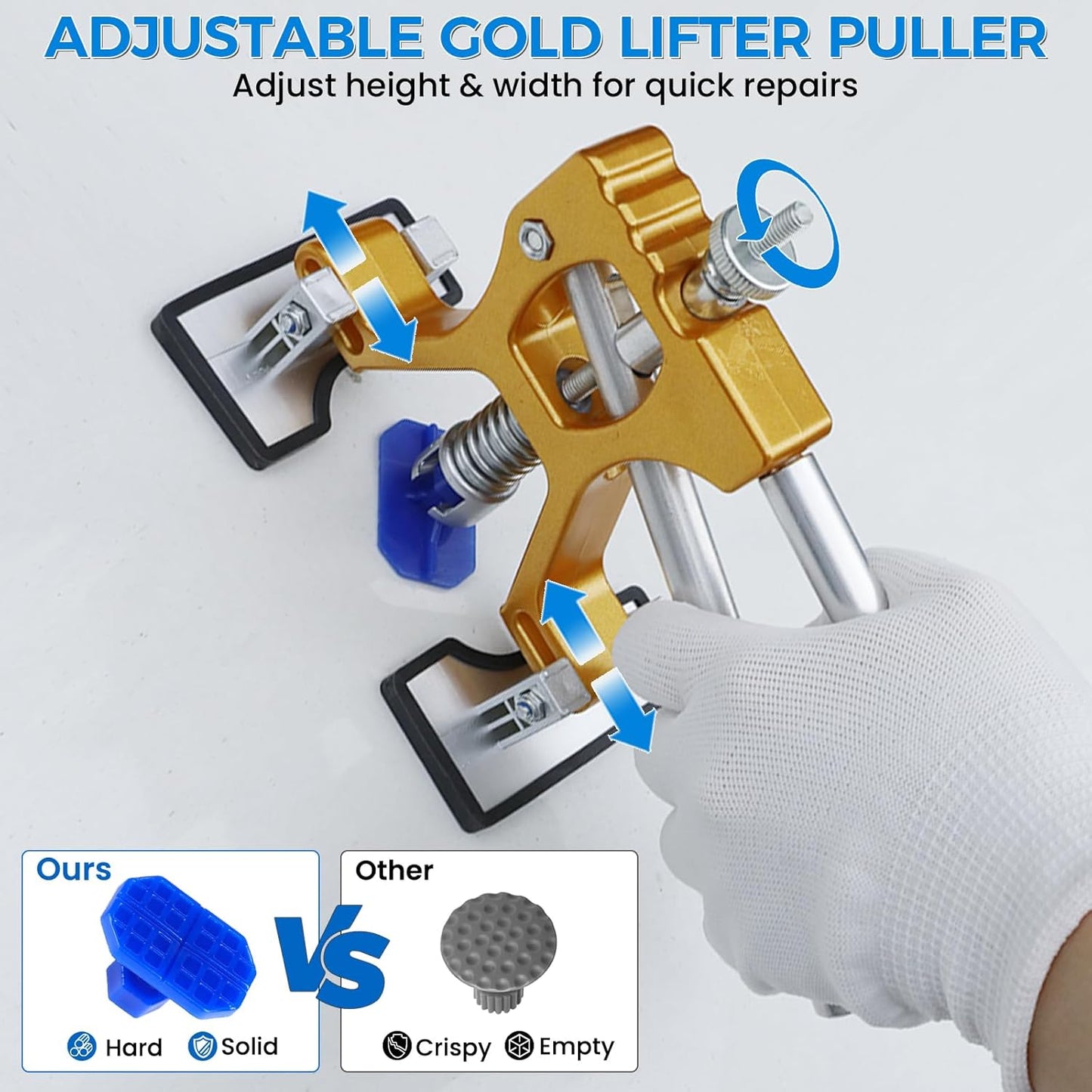 134Pcs Car Dent Puller Kit, Paintless Dent Removal Tool Kit with 3 in 1 T-bar Slide Hammer & Bridge Puller & Golden Lifter, Dent Repair Kit for Car Hail Damage Large Small Dent Fast Removal