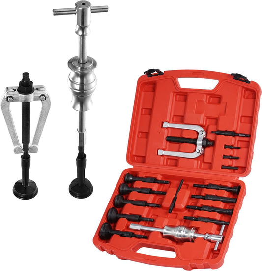 VEVOR Blind Hole Bearing Puller Set, 16-in-1 Inner Bearing Race and Seal Extractor Kit, Slide Hammer Pilot Insert Inner Internal Bearing Removal Tool Set, 10 Adjustable Collects and Counterstay