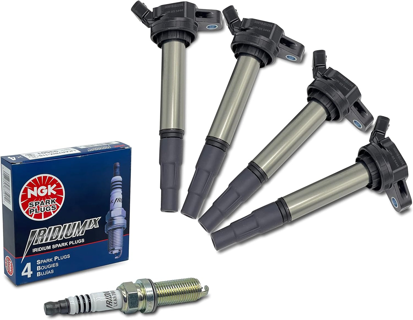 Set of 4 Ignition Coil Pack with Spark plugs Fit for Toyota Corolla Matrix Prius Scion IM Scion XD Lexus CT200H & More Replaces# UF-596, UF-619, 90919-02258, 90919-01275, 93501