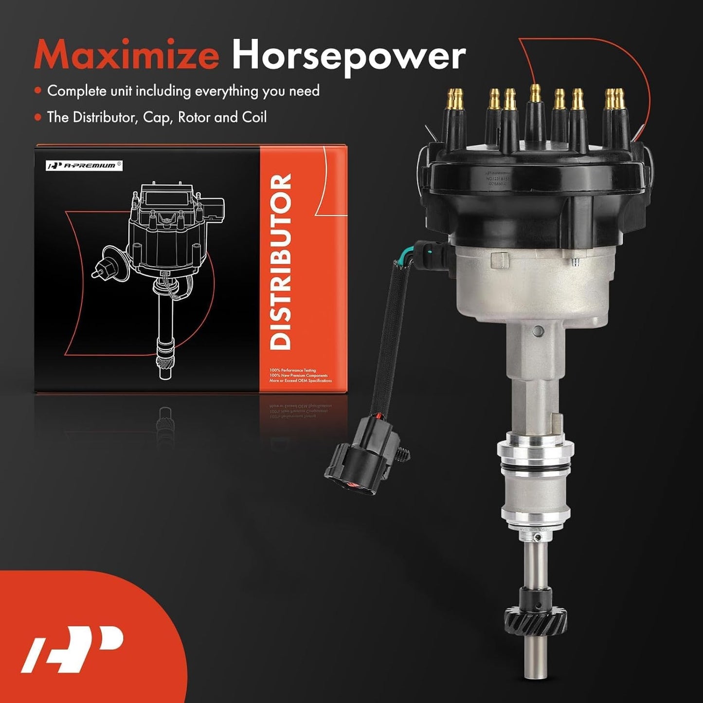 A-Premium Ignition Distributor with Cap and Rotor Compatible with Ford F-250 1988-1996, F-250 HD, F-350, F-53 Motorhome Chassis, F-600, F-700, F-800, F-Super Duty, E-250 E-350 Econoline Club Wagon
