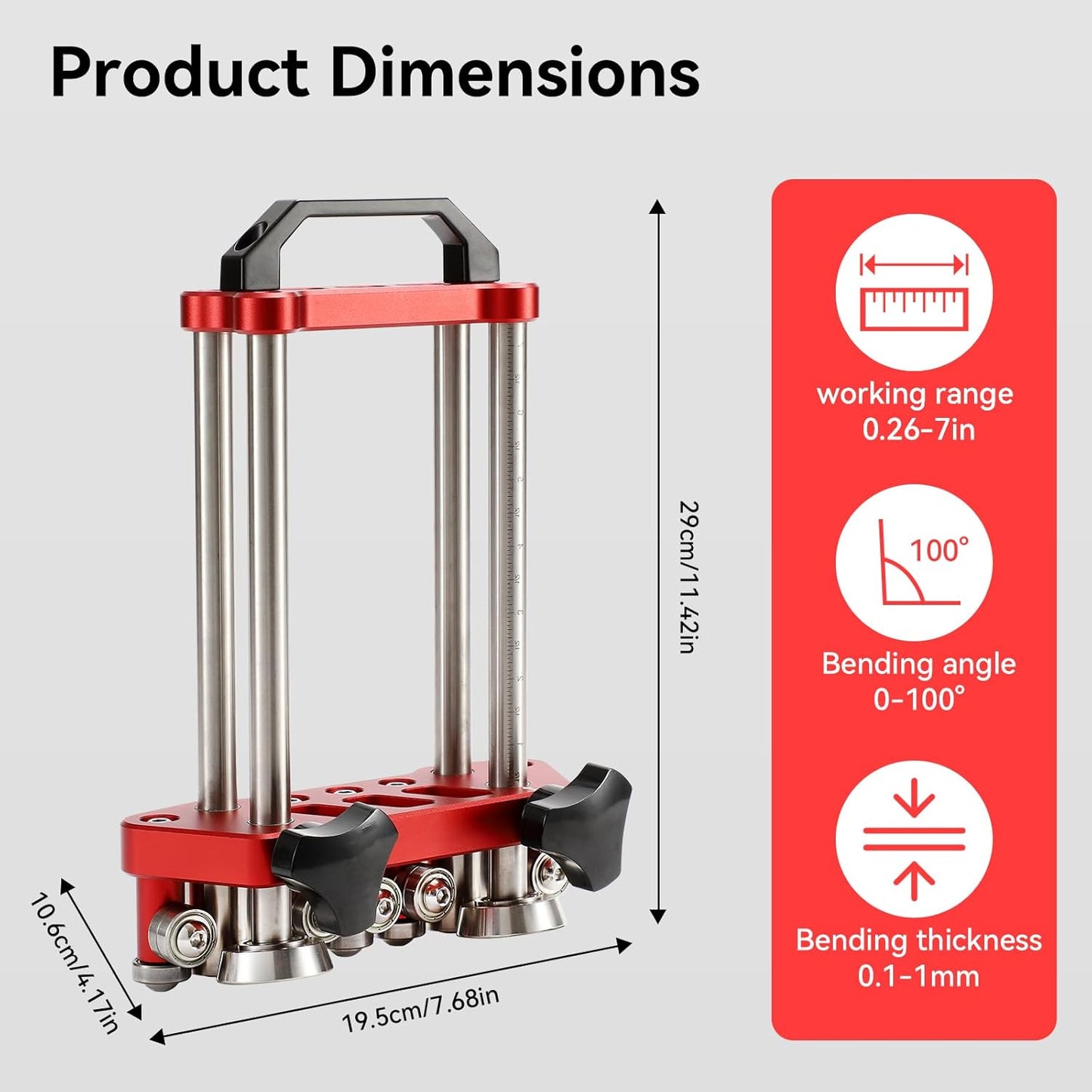 Sheet Metal Roller 2 Station Metal Bender， Metal Roofing Tools，Sheet Metal Fabrication，0-100° Bending Range，lightweight and highly portable， Large Sheet Metal Roller and Bending Tool(7in)