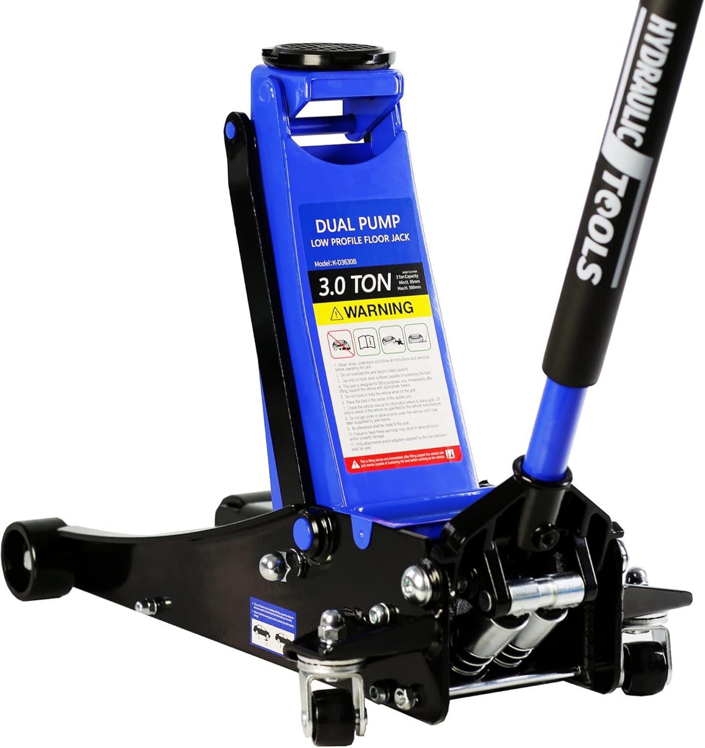 3 Ton Low Profile Floor Jack, Professional Low Profile Hydraulic Jack, Heavy Duty Steel Racing Floor Jack with Dual Piston Quick Lift Pump, 3 Ton (6,600 lb) Capacity, Lift Range 3.3"-18.5"