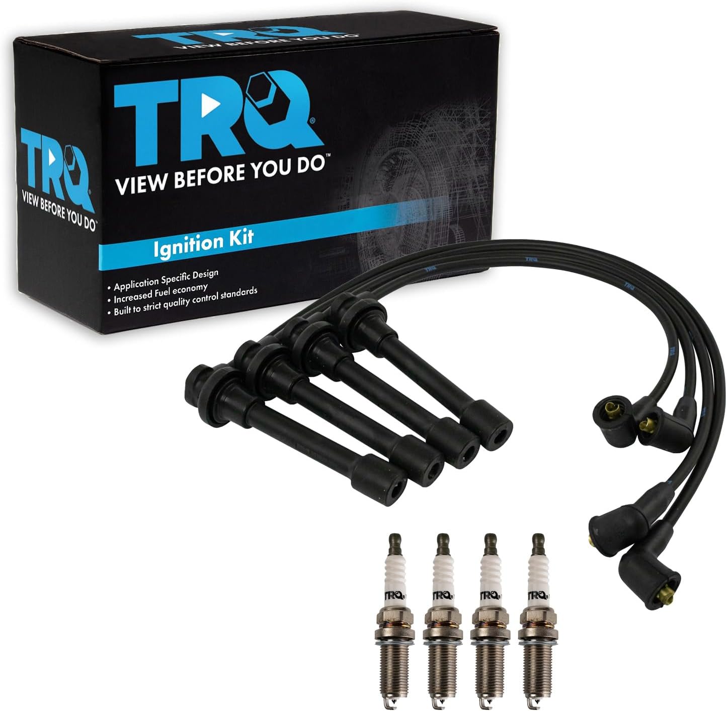 TRQ Ignition Kit Spark Plugs Wire Set Compatible with 2011-2019 Ford Fiesta