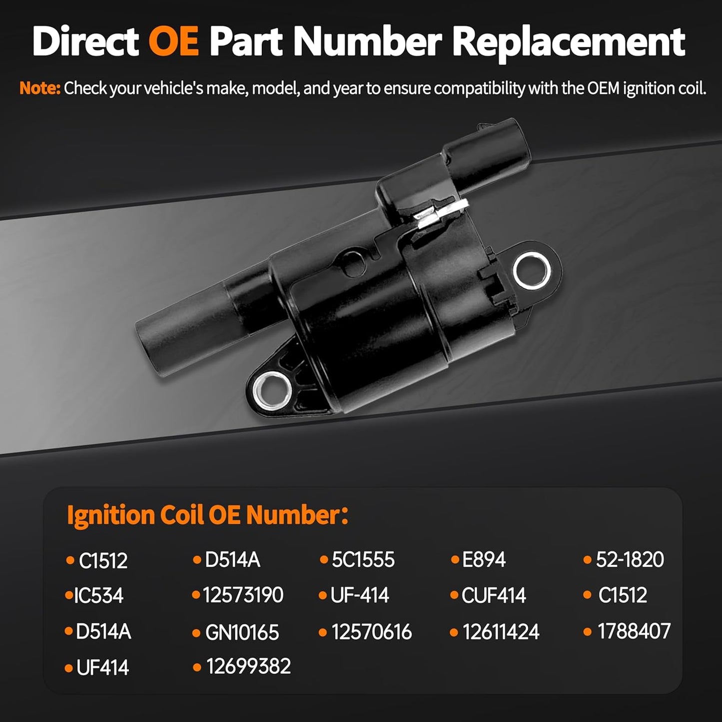 Set Of 8 UF414 Round Ignition Coil Pack Compatible with V8 4.8 5.3 6.0 Chevy Express Silverado 1500 2500 3500 Tahoe Avalanche/GMC Yukon Sierra Savana Envoy/Cadillac Escalade Replace# C1512 5C1555