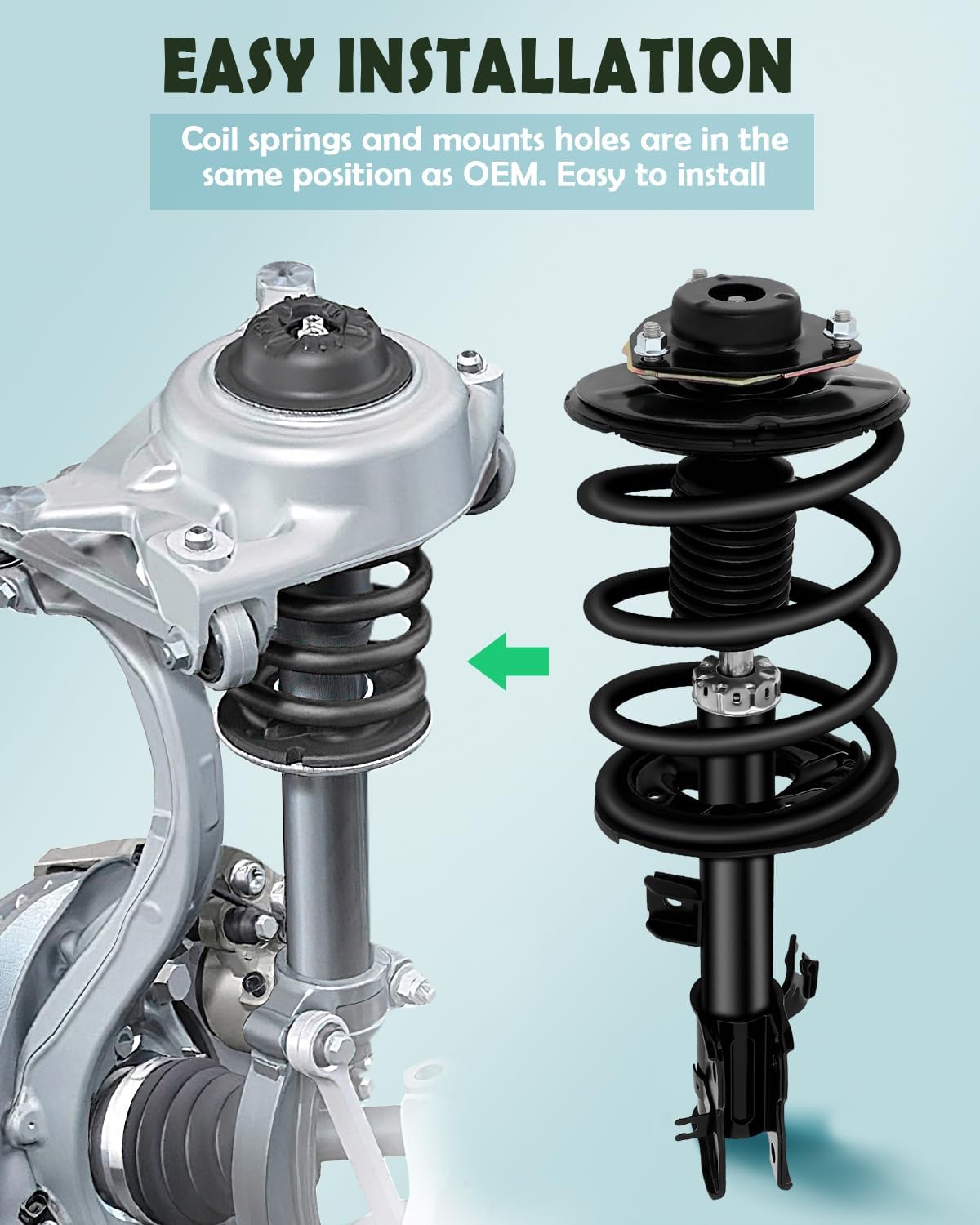 SCITOO Front Complete Struts Assembly Coil Springs Shock Struts Fit for 2000-2005 For Hyundai Sonata,2001-2005 For Kia Magentis,2000-2006 For Kia Optima with 171417 -Set of 2