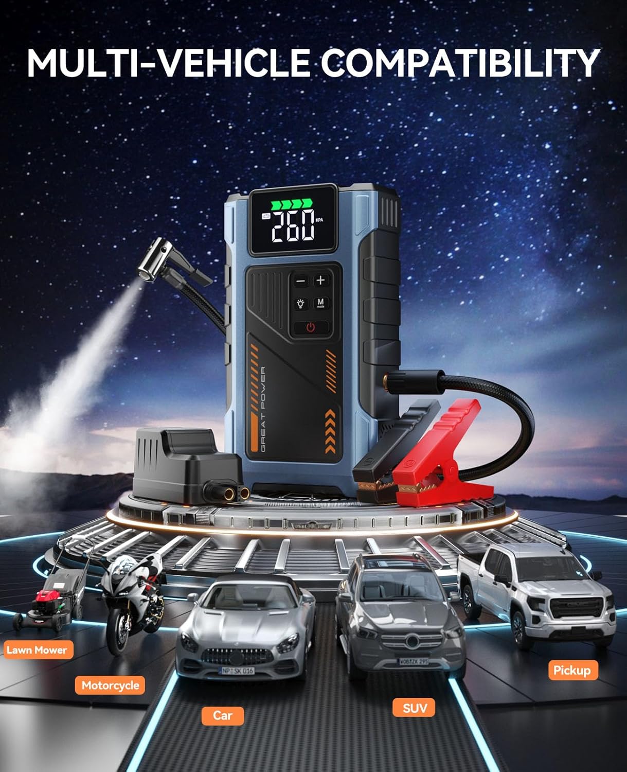 Car Battery Charger Jump Starter with Air Compressor, 4000A Jumper Box for Car Battery Portable Booster Jump Pack, 12V Jumpstart Combo 150PSI Tire Inflator Air Pump(Up to 8.0L Gas/6.5L Diesel)