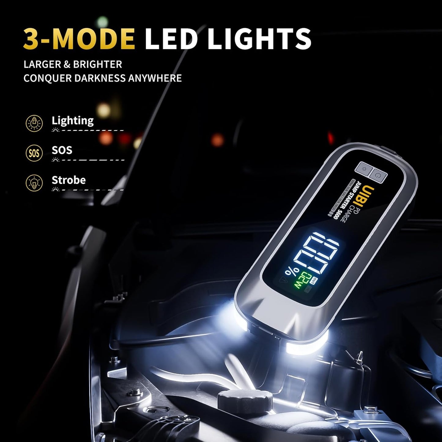 S600 Jump Starter 5000A, 26800mAh Car Battery Jumper Starter Portable with PD65W Fast Charge, LCD Display, 2 LED Lights, 12V Portable Car Jumper Battery Booster Pack for 10L Gas 10L Diesel Engine