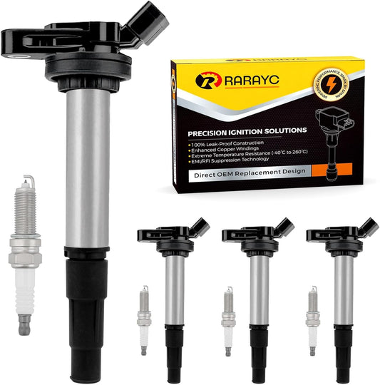 Set of 4 Ignition Coil Pack & Double Iridium Spark Plugs for Toyota Corolla 2009-2017/Lexus CT200h 1.8L, Replaces UF596 & 90919-02258, Fix Misfire & Check Engine Light