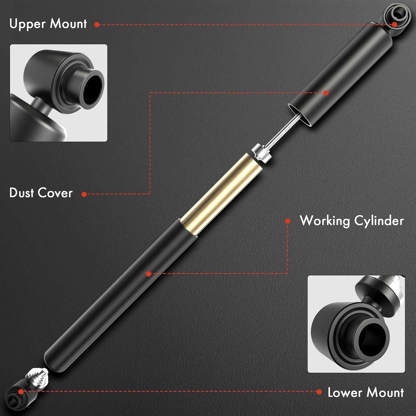 A-Premium Front and Rear Shock Absorbers Struts Compatible with Chevrolet GMC Silverado 1500 Sierra 1500 (Classic) 1999-2007 -[4WD, Exc. Electronic Suspension & Quadrasteer]