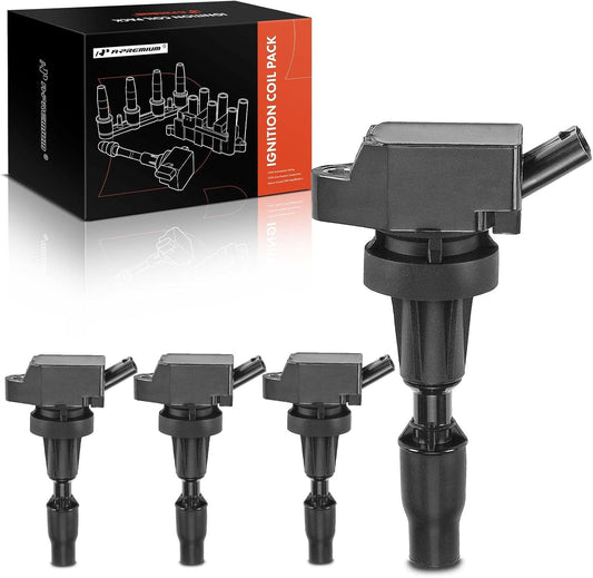A-Premium Engine Ignition Coil Pack Compatible with Hyundai & Kia Vehicles - L4 1.6L - Elantra 2017-2019, Sonata 2015-2019, Tucson 2016-2018, Veloster Kona Forte Forte5 Optima Seltos Soul, 4-PC Set
