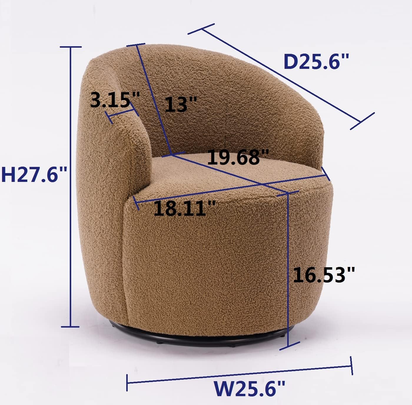 Set of 2 Teddy Fabric Swivel Accent Barrel Chair Armchair Upholstered Cozy Club Leisure Chair Single Sofa Reading Chair for Living Room Bedroom Conversation Areas Small Space (Coffee)