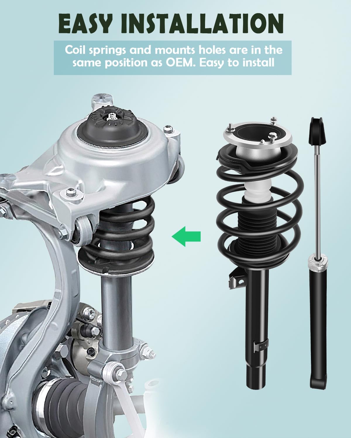 SCITOO Front Complete Struts Rear Shocks and Coil Spring Assembly for 2001-2005 for BMW 320i 2000 for BMW 323Ci 1999-2000 for BMW 323i Shocks Struts Assembly 171582 343352 - Set of 4