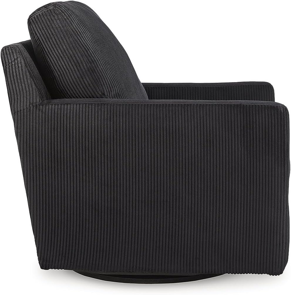 Signature Design by Ashley Icaman Modern Indoor Swivel Upholstered Chair with Reversible Cushions, Black