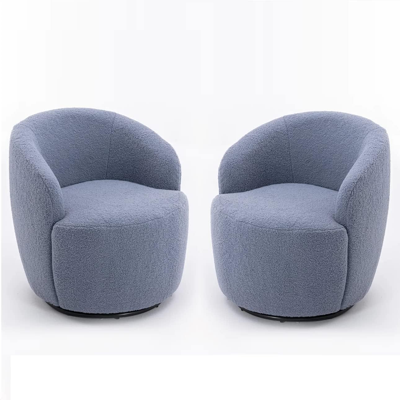 Set of 2 Teddy Fabric Swivel Accent Barrel Chair Armchair Upholstered Cozy Club Leisure Chair Single Sofa Reading Chair for Living Room Bedroom Conversation Areas Small Space (Coffee)