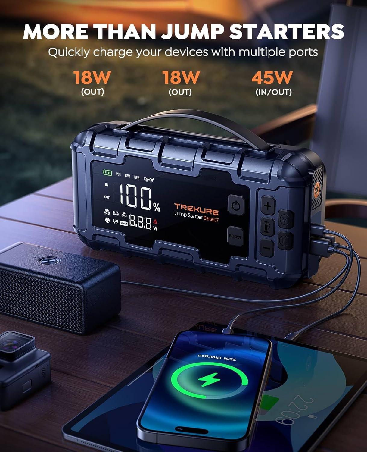 10-in-1 Car Jump Starter with Air Compressor 8000A 160PSI 45W Battery Charger, Jump Starter Jump Box (All Gas 12L Diesel), Car Jumper Starter Portable Jumper Cables, Gloves, Lights