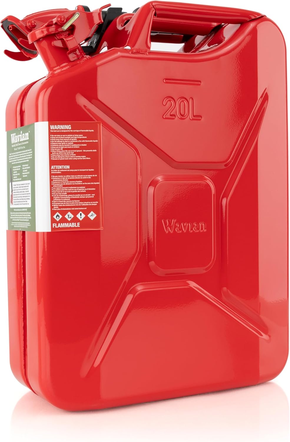 Wavian USA Authentic NATO Jerry Can and Spout System - Rust-Proof, EPA & CARB Compliant, Black, 20 Litre, Wavian 5 Gallon Gas Cans for Gasoline