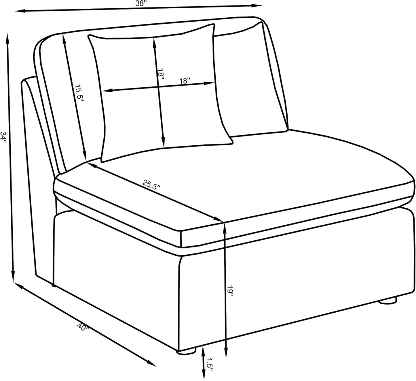 Coaster Home Furnishings - Hobson - Upholstered Armless Chair with Foam Cushion and Reversible Cushion - Living Room - Charcoal - 551455