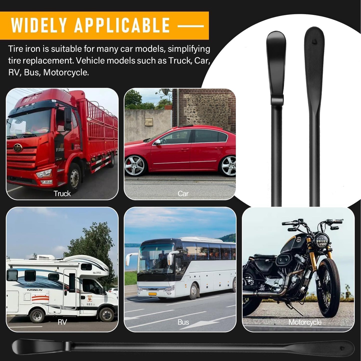 2 PCS Tire Bar, Tire Spoon,Tire Mount and Demount Iron, Ideal for Auto/Truck Maintenance, Replaces Manual Tire Changers (38 inch)